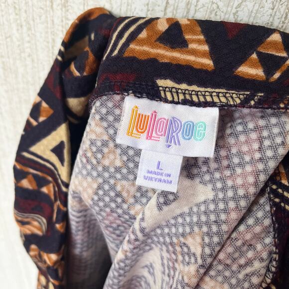 LuLaRoe Cassie Brown Aztec Print Skirt Size Large - Picture 5 of 6